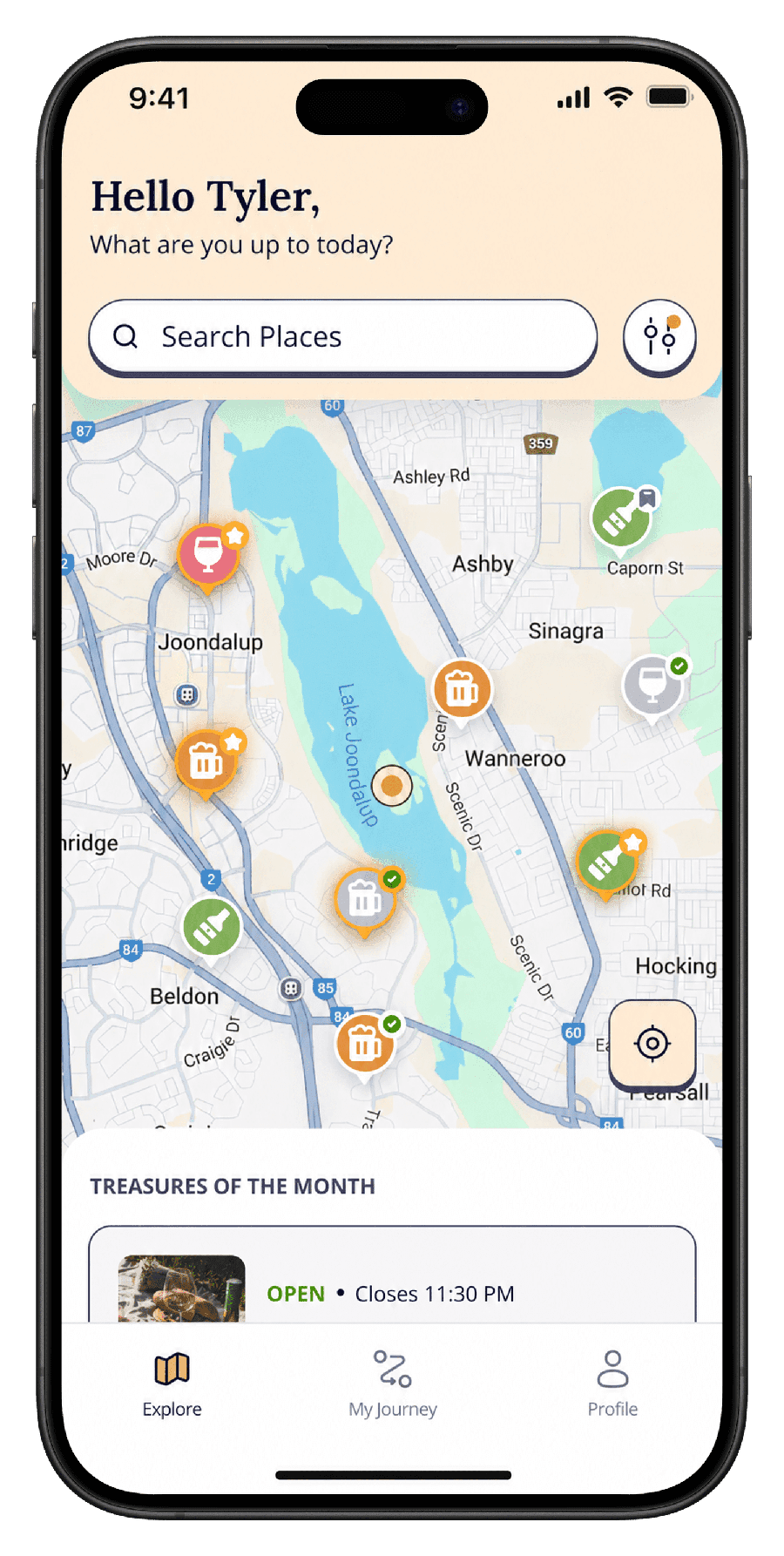 Jedhi map showing nearby wineries, breweries and distilleries